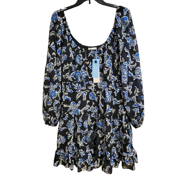 Tanya Taylor Edita Silk Blend Floral Long Sleeve Dress - Picture 1 of 8